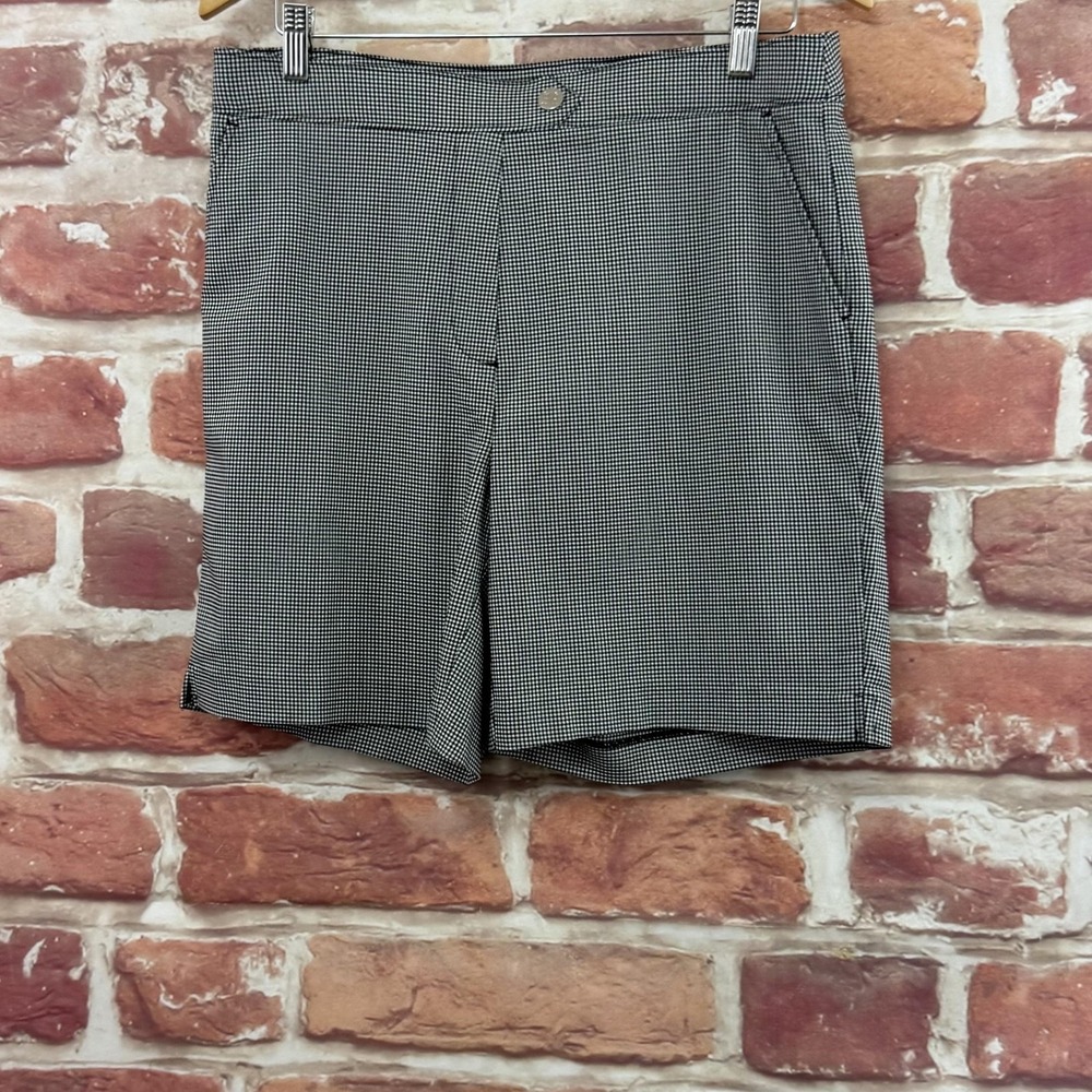 Rafaella Shorts Women's 12 Black Micro Houndstooth Stretchy Dressy Work Career - Picture 3 of 9